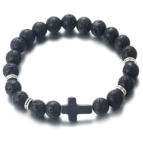 Pulsera HALUKAKAH Cuentas Piedra con Cruz Cristiano Cover