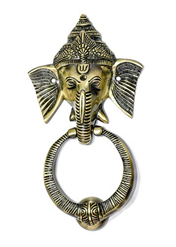 Beautiful Trishul Door Knocker in Brass with Antique Finish (Pack of 1, Size 8 inch)