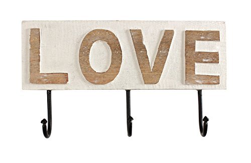 Store Indya Wall Hooks Key Holders Coat Hangers Handmade Wooden Vintage Inspired (Off-White)