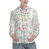 Pidgazdfgv Kapuzenpullover mit Flamingo-Motiv und Botanik, einfarbig, für Erwachsene, Mädchen, lässig, French-Terry-Fleece-Hoodie, Schwarz , XL