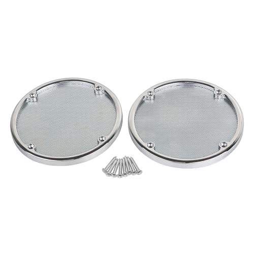 Image of Chrome Rear Speaker Trim Grills Mesh Covers For Harley Electra Glide Classic FLHTC 1996-2013 Trike Street Glide FLHXXX 2010-2011