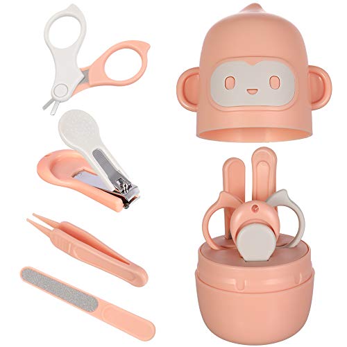 fanshiontide 4 in 1 Baby Nail Care Set? Including Baby Nail Clipper, Scissor, Nail File & Tweezers, Baby Manicure Kit and Pedicure Kit for Newborn, Infant & Toddler(Pink)