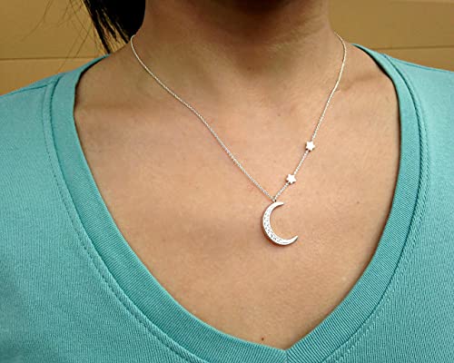 EFYTAL Bridesmaid Gifts, 925 Sterling Silver CZ Crescent Moon and Stars Necklace for Friends, Bridal Party Friendship Necklaces - Image 4
