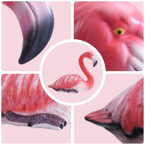 Set de 6 flamencos decorativos pintados a mano en HDPE miniatura 3