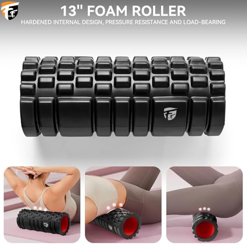 Image of FirstFit Foam Roller for Deep Tissue Muscle Massage Exercise Fitness and Pain Relief Equipment-Black