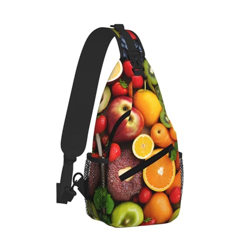 Fruit Rainbow Print Cross Chest Bag Diagonally - High-Capacity For Short Trips, Work, And Daily Use2