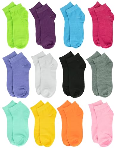 Gelante 12-Pair Women's Ankle Socks, Colorful Comfortable Lightweight Breathable Athletic2