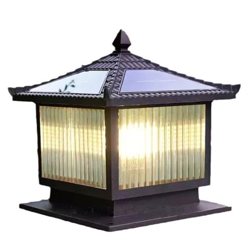 Borne de portail solaire creuse et lampe d'extérieur étanche style industriel