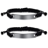 Thintom Customize Bangle Cuff Bracelet His Hers Handmade Rope Braided ID Name Matching Couples Brace