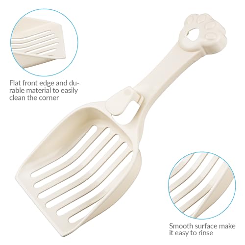 Image of Depets Cat Litter Scoop, Kitty Litter Scooper for Pine Pellet, Wide Slats | Litter Scoop with Hang Hole & Edge Hook, Durable Plastic Litter Sifter Scoop - Designed for Easy Sifting, Milky White