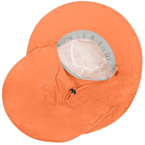 Image of Rosoz Sun Hat for Men Women with Neck Flap,Wide Brim UPF50+ Fishing Hat with Detachable Face Cover Outdoor Sun Protection Hat