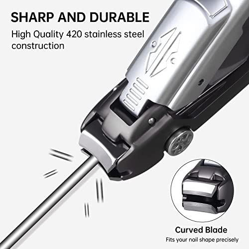 Image of Ritmo Car Nail Cutter for Men Toe Nail Cutter for Thick Nails Cutting Clipper Trimmer for Women Wide Opening Sharp Saw Stainless Steel Large Nail Clipper Curved Blade Silver Black
