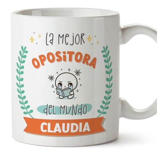 MUGFFINS Tazas Personalizadas para OPOSITORA mujer - En Español - Mejor del mundo - Con dibujo - 11 oz / 330 ml - Regalo Personalizable original y divertido
