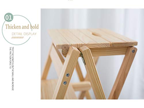 Taburete de escalera de madera portátil para solucionar problemas de espacio 3