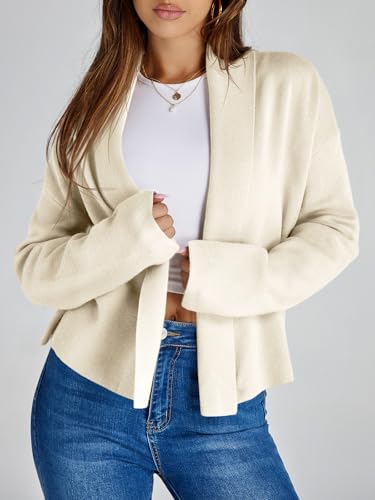 Image of Saodimallsu Womens Cropped Cardigan Open Front Shawl 2026 Fall Trendy Long Sleeve Sweater Jacket