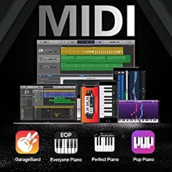 Coolmusic - Teclado de piano de 88 teclas, piano digital Bluetooth plegable con teclas iluminadas, teclado semipesado, recargable, portátil