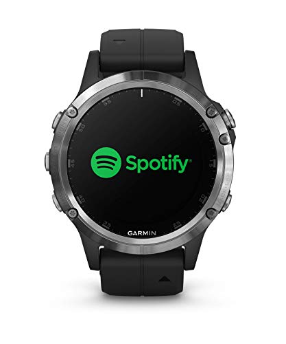 Relógio Multiesportivo Garmin, Fenix 5 Plus, Monitor Cardíaco no Pulso, Preto e Prata
