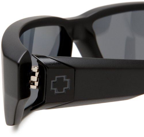 Spy Optic Men's Dirty Mo Polarized Rectangular Sunglasses, Matte Black Frame/Grey Lens, One Size #TOP1