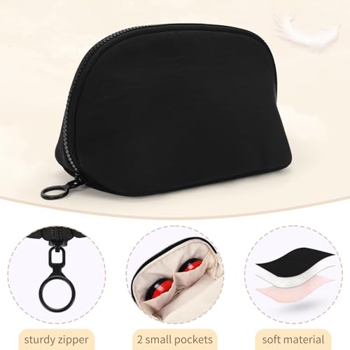 Small Makeup Bag Travel Toiletry Bag - Puffy Padded Make Up Bags for Women, Cute Cosmetic Organizer Case with Wide-Open, Quilted Pouch Purse for Essentials, Accessories, Brushes (Black, Small) 5