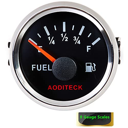 Aoditeck 240-33Ohm Black Marine Fuel Gauge For Boat Gas Gauge Fuel Level Gauge For Car Truck Vehicle Diesel Automotive Replacement Aftermarket Gauge For Car Truck Vehicle Suv With Backlight #TOP1