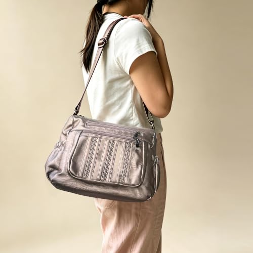 Image of ELDA Purses for Women Pocketbooks Soft PU Leather Ladies Crossbody Purse Multi Pocket Shoulder Bag