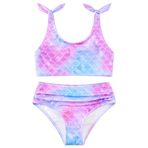 Toddler Girl Two Piece Swimsuits Bowknot Bathing Suits Kids Mermaid Bikini Swimwear Set Swimming Suit for Girls