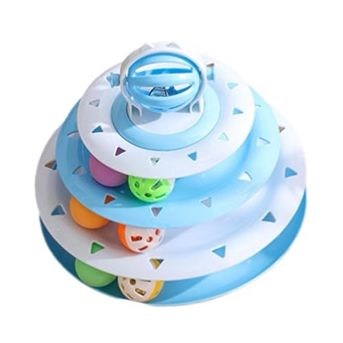 Interactive Cat Toy Turntable, Pet Cat Turntable Ball 4-Tier Tower, Indoor and Outdoor Cat Ball Toy for Mental Stimulation, Phys