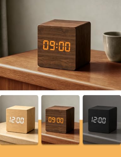 aboveClock Reveil Numerique Bois Brun Fonce, Reveil LED – vue 8