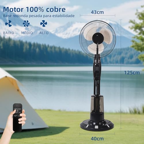 BEMMY Ventilador de névoa, 127V Ventilador Climatizador com Umidificador, Ventilador de Coluna,Venti