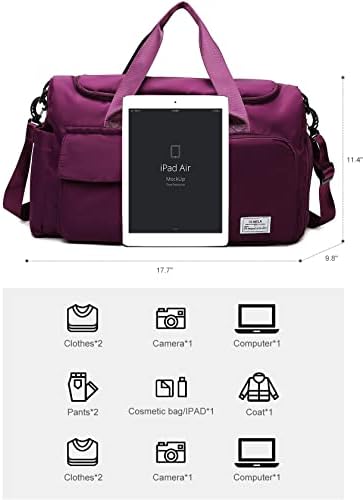 Upgrade Lightweight Waterproof Travel Duffel Bag, Sports Tote Gym Bag, Shoulder Weekender Overnight Bag with Wet Pocket & Shoes Compartment for Women (E-Fuchsia) 2 Upgrade Lightweight Waterproof Travel Duffel Bag, Sports Tote Gym Bag, Shoulder Weekender Overnight Bag with Wet Pocket & Shoes Compartment for Women (E-Fuchsia)