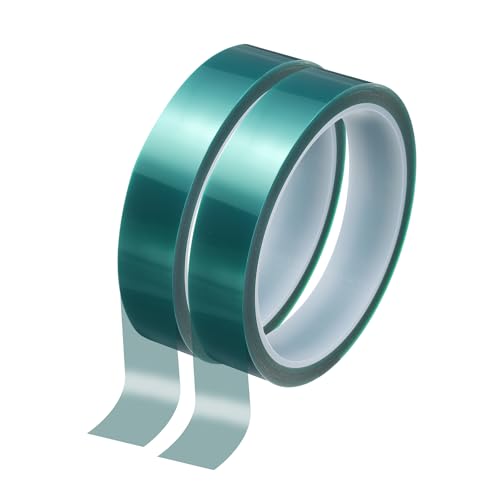Image of HARFINGTON 2 Rolls High Temperature Masking Tape 4 /5 inch x108ft(20mmx33m) 0.05mm Thick PET Film Silicone Adhesive Heat Resistant Tapes for Heat Press Anodizing Circuit Board, Dark Green