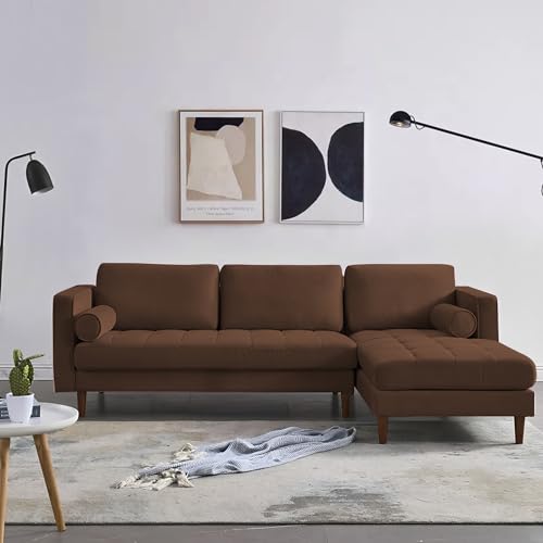 Image of Lezra RHS 4 Seater L Shape Sofa Set for Living Room (Brown Fabric) Premium Fabric Sofa