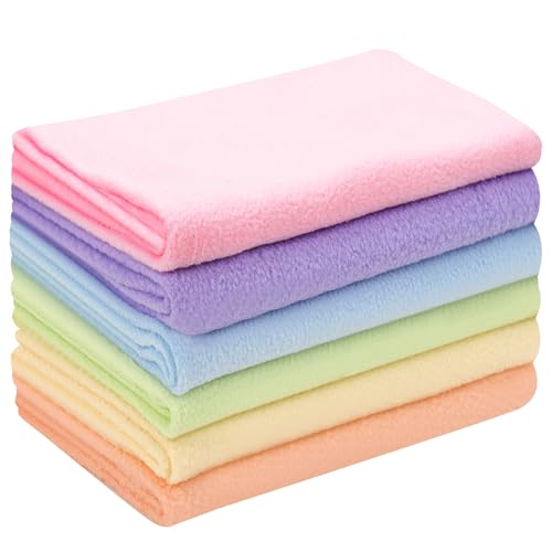 6 PCS 20x20 Knitted Polar Fleece Fabric Anti Pill Plush Fabric Patchwork Polyester Fleece Cloth for Blanket Pillow Cover DIY Craft Sewing (Pastel)
