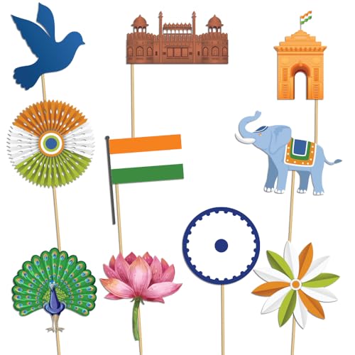 Festiko 10 Pcs Multicolor Independence Day Photobooth Props, Self...