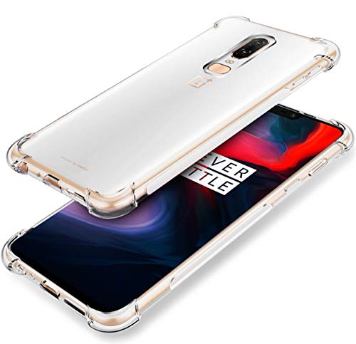 iCoverCase Compatible with OnePlus 6 Case, Crystal Clear Soft TPU Shock Absorption Bumper Slim Thin Cover Case -Clear