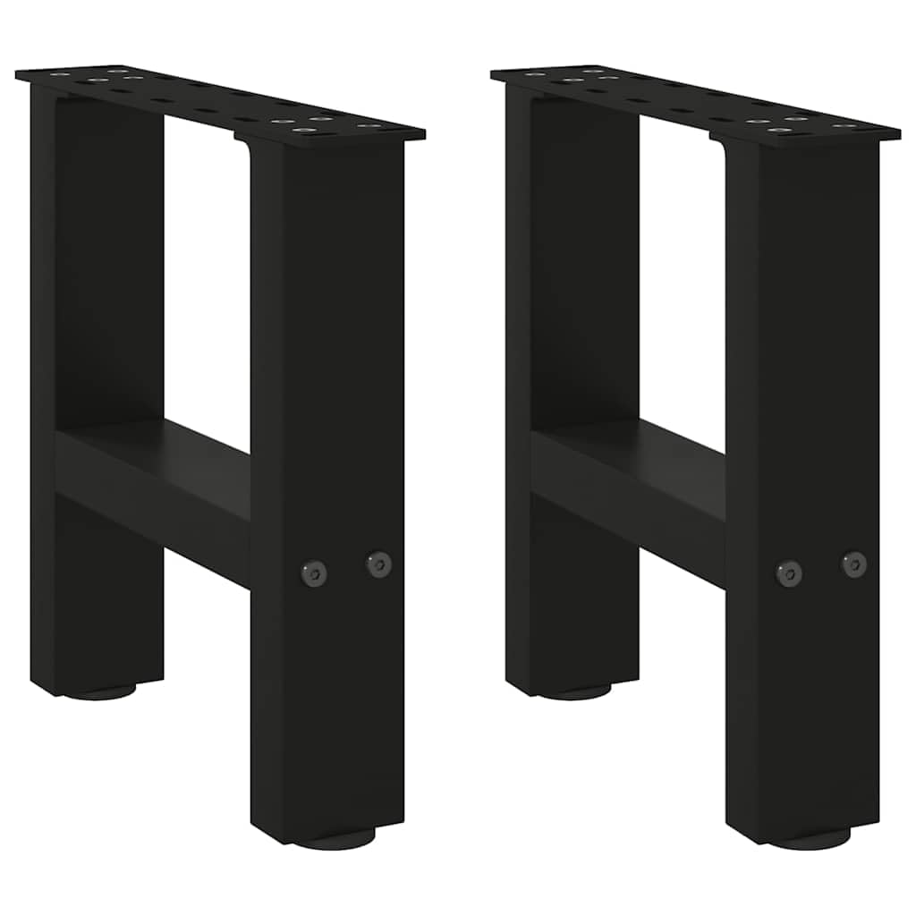 Pieds de table basse noirs en acier 30 cm lot de 2 avec patins de nivellement réglables