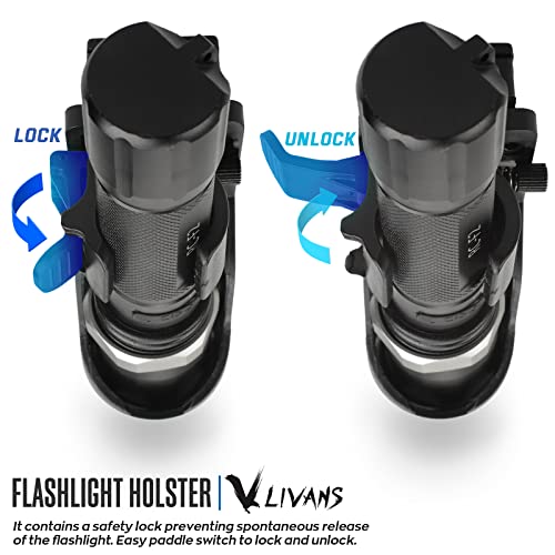 LIVANS Flashlight Holster for Belt, Flashlight Holder with Lever Side Lock System Rotatable Torch Holder Fit for 1"-1.55" Dia. Flashlight - Thumbnail 6