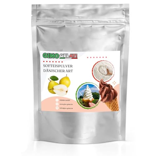 Gino Gelati Dänisches Softeis Pulver, fruchtiger Geschmack, verschiedene Geschmacksvarianten, schnell und einfach Zubereitet, Made in Germany, Eis selber machen (10 Kg, Birne)