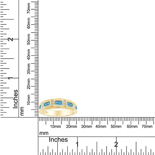 AFFY Emerald Shape Simulated CZ Eternity Band Ring in 14K Yellow Gold Over Sterling Silver4