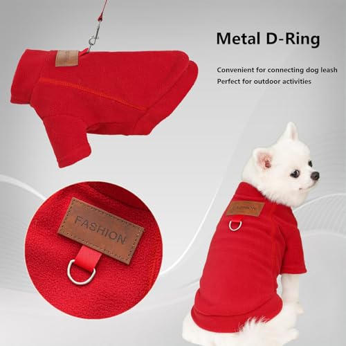 2 Stück/3 Stück Fleece Hundepullover für kleine Hunde, weicher Warmer Rollkragen Hunde Sweater Mantel, Haustier Welpe Katze Winterbekleidung (A-Grau Rot, M)