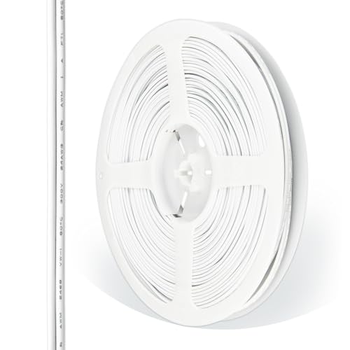Image of 100FT 24AWG 2 Conductor Low Voltage LED Extension Cable Wire, 2 Core Parallel Wire for LED Strip Lights, Outdoor Use, Waterproof, UL2468 Certified, White