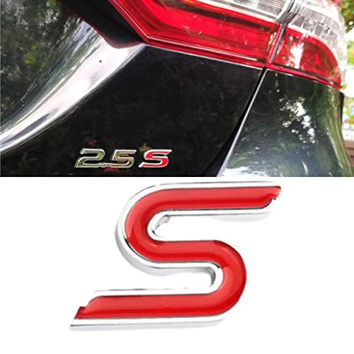 Image of New 3D Zinc Alloy S Emblem Badges car Rear Fender Trunk Sedan Letter Suitable Sticker for Sedan(Red Silver Outline)