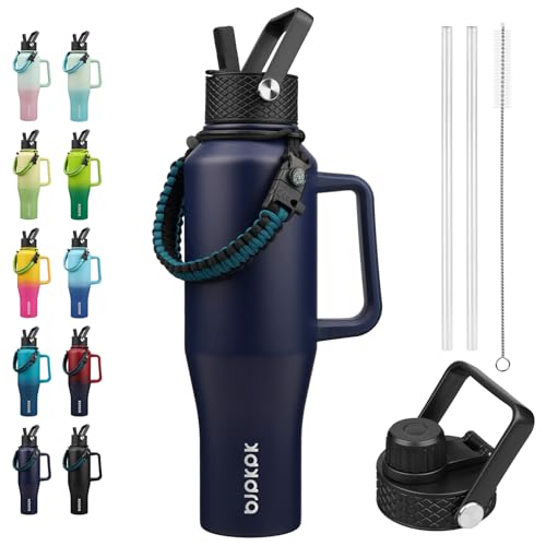 Image of BJPKPK 40oz Insulated Water Bottle with Handle & Straw Lid, Stainless Steel