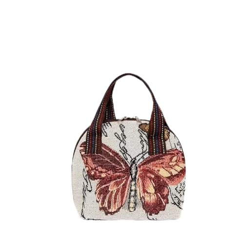 Bolsa de mão tecida com estampa de borboleta, estilo étnico, adequada para todas as suas atividades diárias, Borboleta vermelha, Bolsas de mão