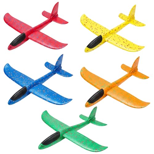 IAndhy 5 Pcs Foam Planes Gliders for Outdoor Recreation Smooth Flight Foam Planes Lightweight 24cm Foam Aeroplanes in Assorted Colours