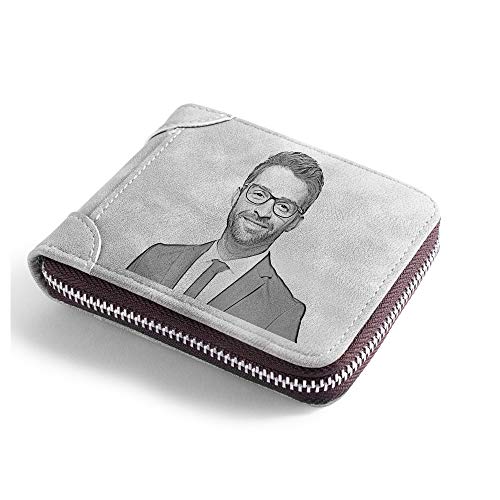 LanM Gifts for Dad Mens Wallets Personalized Photo Wallets for Father Engraved Customized Picture Wallet for Grandfather Husband Boyfriend Son Christmas Gifts