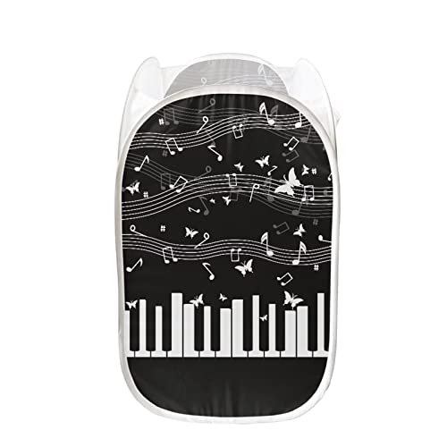 Forchrinse Music Note Butterfly Piano Mesh Pop-up Hamper Foldable Laundry Basket Dirty Cloth Hamper for Dormitory,Travel,Home,Laundry Room