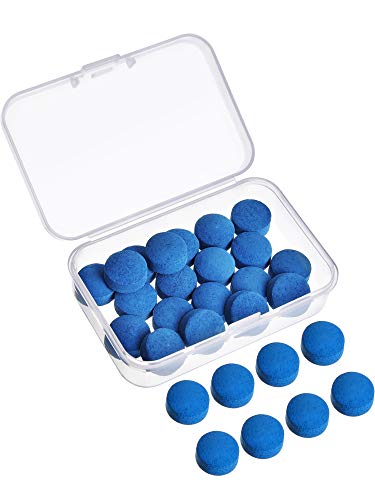 Jetec 30 Pieces Billiard Pool Cue Tips Cue Pool Stick Replacement Tips with Storage Box for Billiard Pool Cues Supplies, 13 mm, Blue