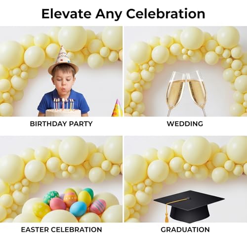 Image of Pastel Yellow Balloons, 114pcs Light Yellow Balloons Garland Arch Kit, 18 12 10 5 inch Pale Yellow Balloon for Sunshine Baby Shower, Bee Theme Birthday, Gender Reveal