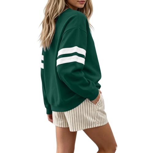 Gumipy Oversized Sweatshirt for Women Varsity Striped Drop Shoulder Sweater - image 5
